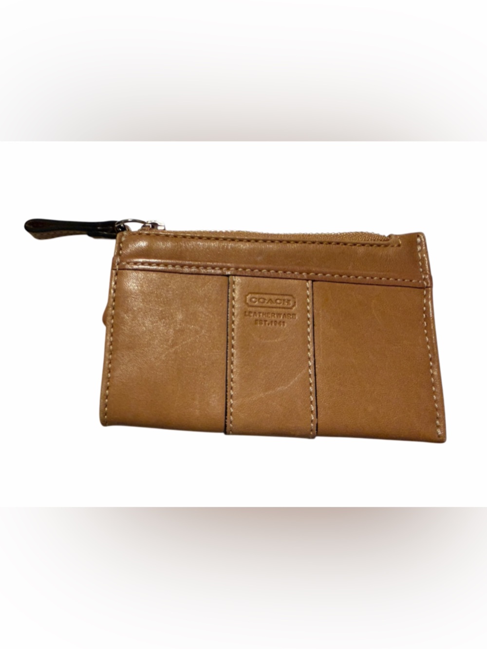 Coach Brown Leather Zip Card Case Wallet